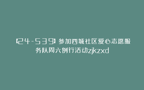 【24-539】参加西城社区爱心志愿服务队周六例行活动zjkzxd