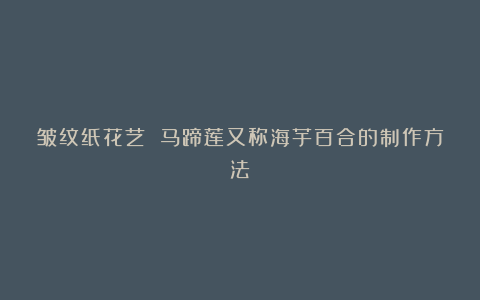 皱纹纸花艺 马蹄莲又称海芋百合的制作方法