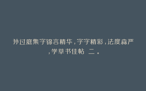 孙过庭集字锦言精华，字字精彩，法度森严，学草书佳帖！（二）。