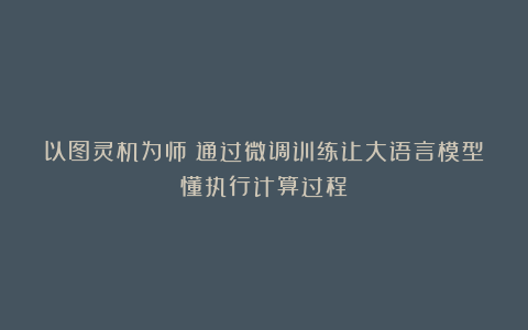 以图灵机为师:通过微调训练让大语言模型懂执行计算过程