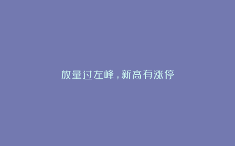放量过左峰，新高有涨停