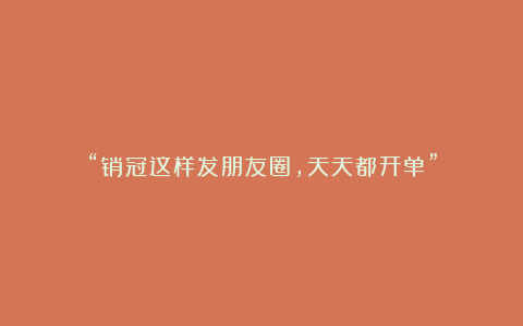 “销冠这样发朋友圈,天天都开单”