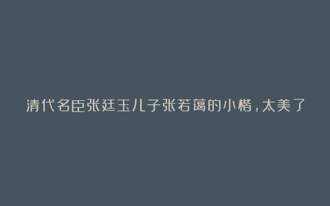 清代名臣张廷玉儿子张若蔼的小楷,太美了
