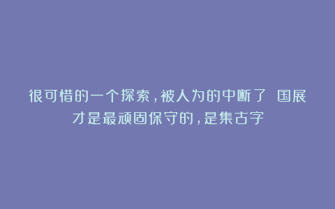 很可惜的一个探索，被人为的中断了 国展才是最顽固保守的，是集古字