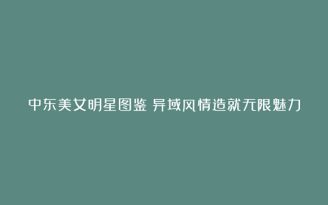 中东美女明星图鉴:异域风情造就无限魅力