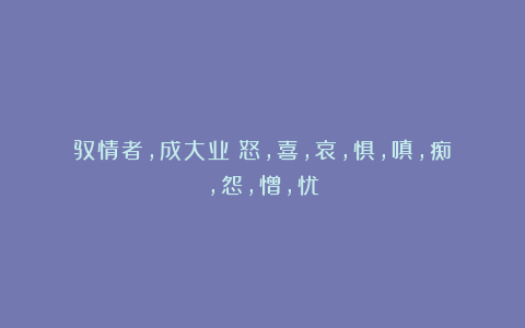 驭情者，成大业：怒，喜，哀，惧，嗔，痴，怨，憎，忧