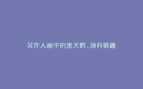 吴作人画中的黑天鹅,别有情趣!