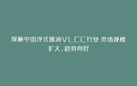 探秘中国浮式储油VLCC行业:市场规模扩大,趋势向好