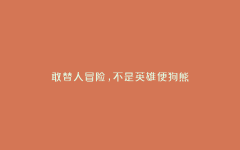 敢替人冒险，不是英雄便狗熊