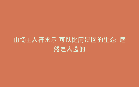 山场主人符永乐丨可以比肩景区的生态,居然是人造的?