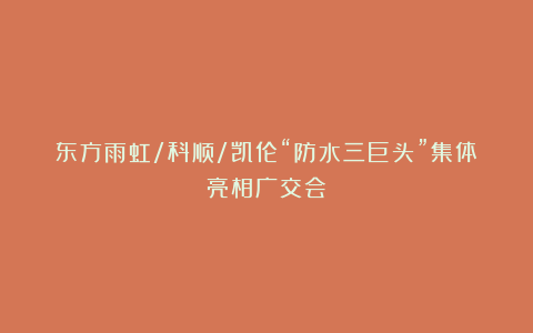 东方雨虹/科顺/凯伦“防水三巨头”集体亮相广交会