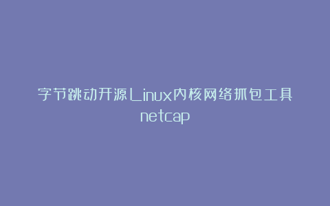 字节跳动开源Linux内核网络抓包工具netcap