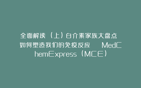 全面解读 (上)：白介素家族大盘点 ！如何塑造我们的免疫反应？ | MedChemExpress (MCE)