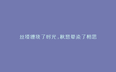 丝缕缠绕了时光,秋意晕染了相思