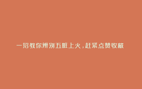 一招教你辨别五脏上火,赶紧点赞收藏❗️