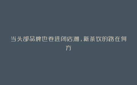 当头部品牌也卷进闭店潮,新茶饮的路在何方?