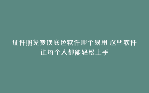 证件照免费换底色软件哪个易用?这些软件让每个人都能轻松上手