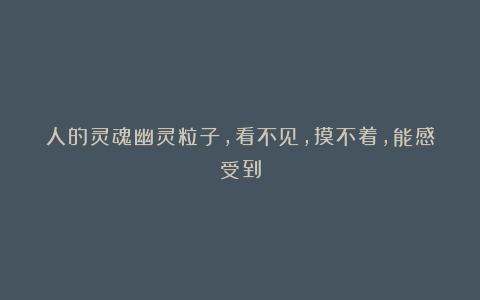 人的灵魂幽灵粒子,看不见,摸不着,能感受到