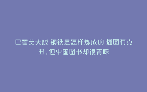 巴霍莫夫版《钢铁是怎样炼成的》插图有点丑,但中国图书却很青睐