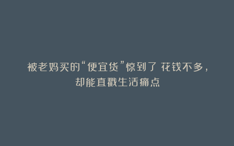 被老妈买的“便宜货”惊到了:花钱不多,却能直戳生活痛点