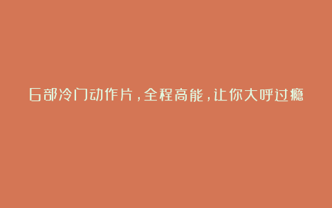 6部冷门动作片,全程高能,让你大呼过瘾!
