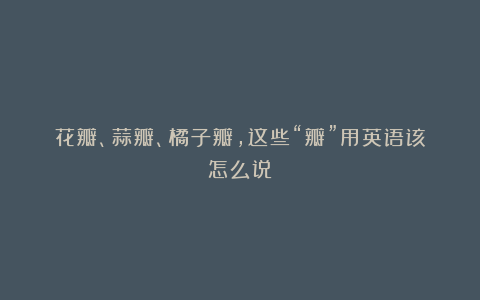 花瓣、蒜瓣、橘子瓣,这些“瓣”用英语该怎么说?