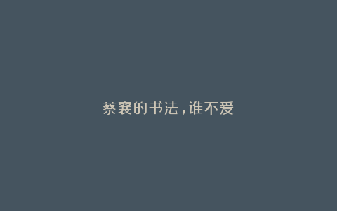 蔡襄的书法,谁不爱?