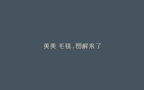 美美哒毛毯,图解来了