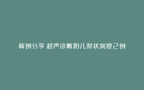 病例分享丨超声诊断胎儿梨状窝瘘2例