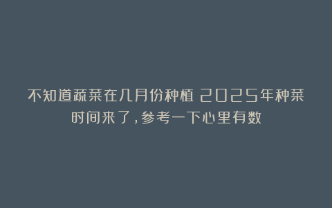 不知道蔬菜在几月份种植?2025年种菜时间来了,参考一下心里有数