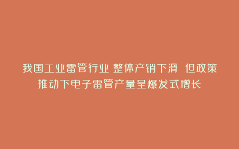 我国工业雷管行业:整体产销下滑 但政策推动下电子雷管产量呈爆发式增长