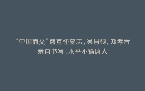 “中国商父”盛宣怀墓志,吴昌硕、郑孝胥亲自书写,水平不输唐人