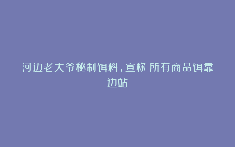 河边老大爷秘制饵料,宣称:所有商品饵靠边站!