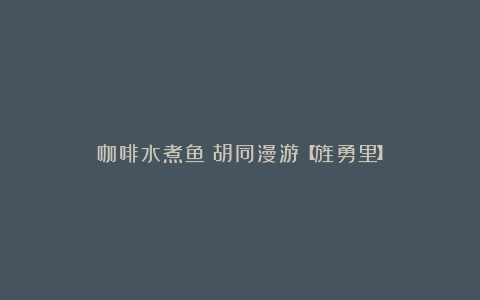 咖啡水煮鱼:胡同漫游【旌勇里】