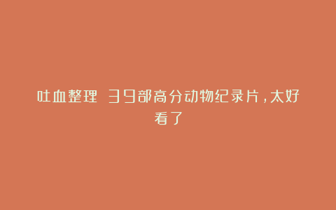 吐血整理‼️39部高分动物纪录片，太好看了