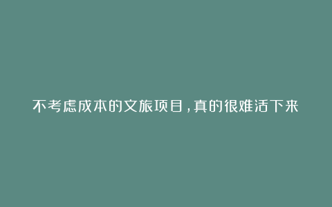不考虑成本的文旅项目,真的很难活下来!