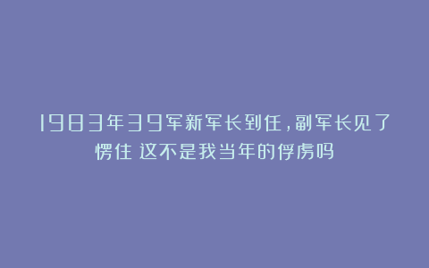 1983年39军新军长到任,副军长见了愣住:这不是我当年的俘虏吗?