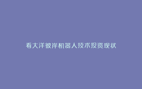 看大洋彼岸机器人技术投资现状
