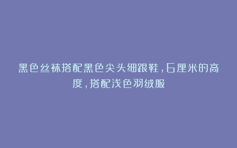 黑色丝袜搭配黑色尖头细跟鞋,6厘米的高度,搭配浅色羽绒服