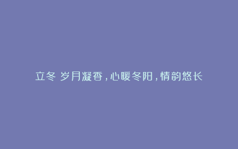 立冬:岁月凝香,心暖冬阳,情韵悠长