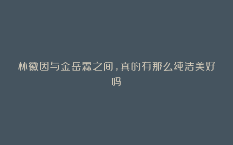 林徽因与金岳霖之间,真的有那么纯洁美好吗?