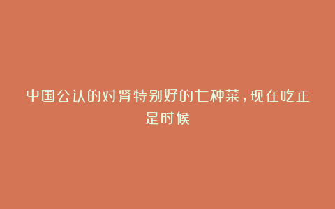 中国公认的对肾特别好的七种菜,现在吃正是时候