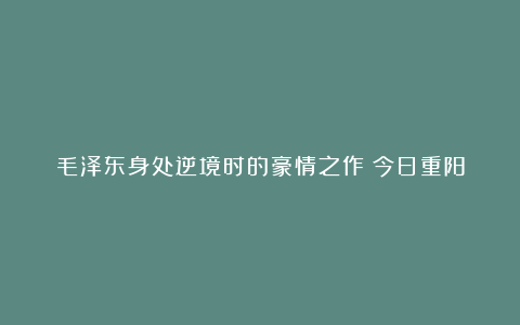 毛泽东身处逆境时的豪情之作丨今日重阳