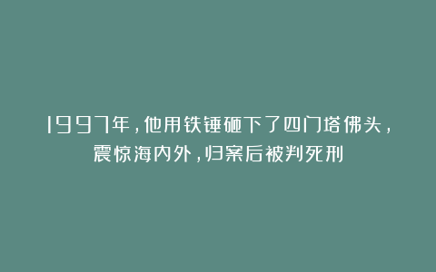 1997年,他用铁锤砸下了四门塔佛头,震惊海内外,归案后被判死刑