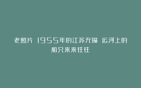 老照片 1955年的江苏无锡 运河上的船只来来往往