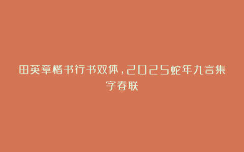 田英章楷书行书双体,2025蛇年九言集字春联!