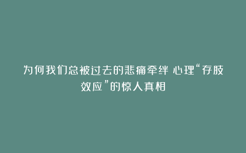 为何我们总被过去的悲痛牵绊?心理“存肢效应”的惊人真相