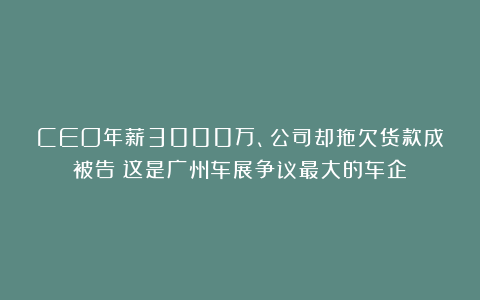 CEO年薪3000万、公司却拖欠货款成被告!这是广州车展争议最大的车企?