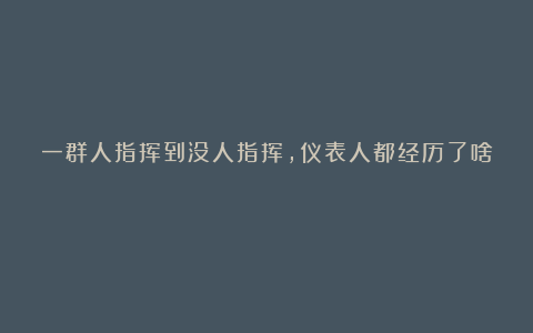 一群人指挥到没人指挥,仪表人都经历了啥!
