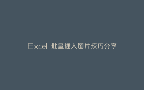 Excel 批量插入图片技巧分享
